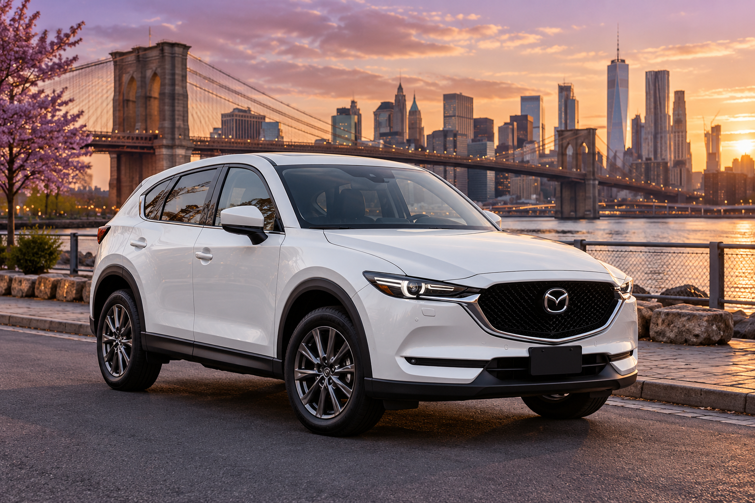 White Mazda CX-5 driving-school vehicle in Brooklyn