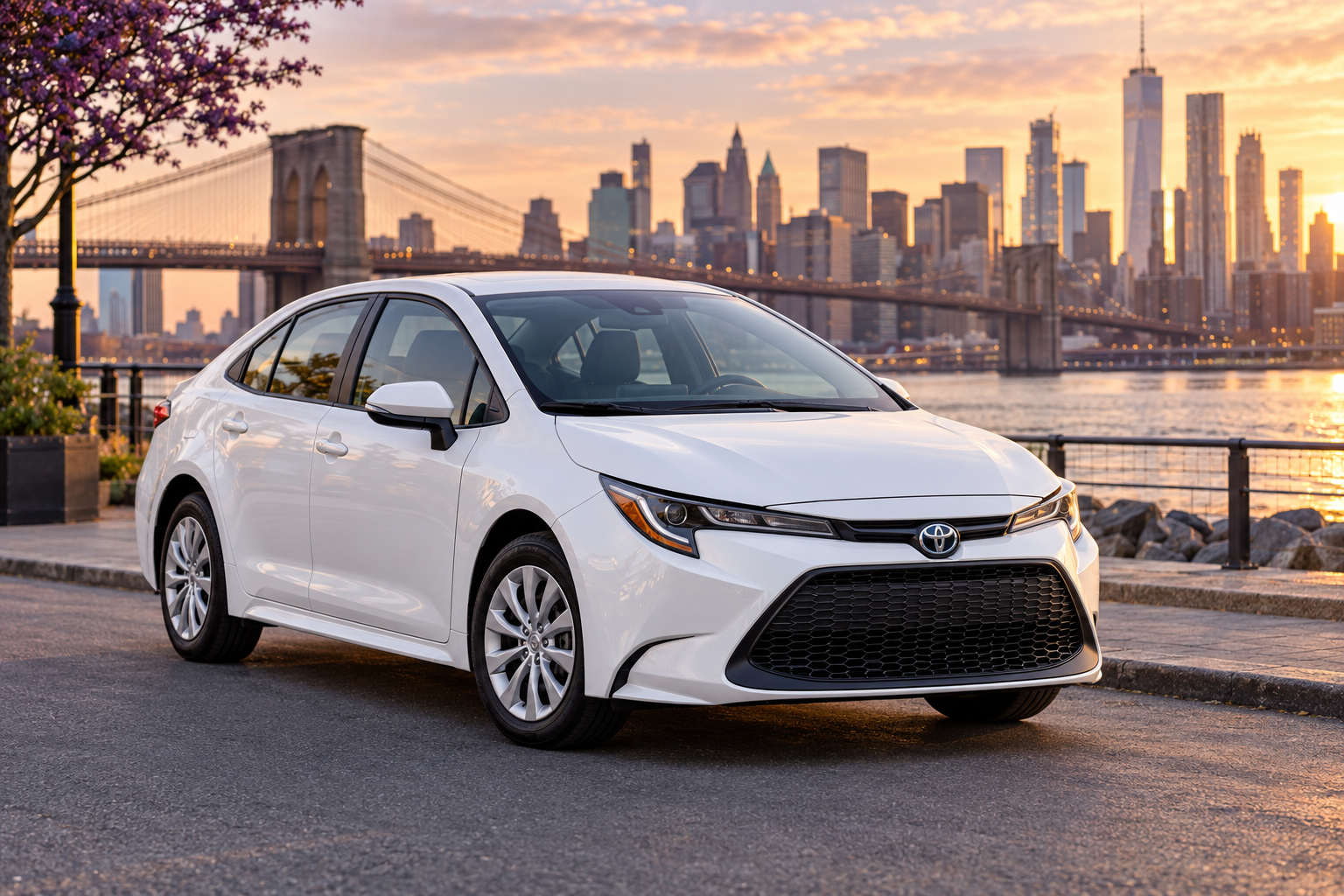 White Toyota Corolla driving-school vehicle in Brooklyn
